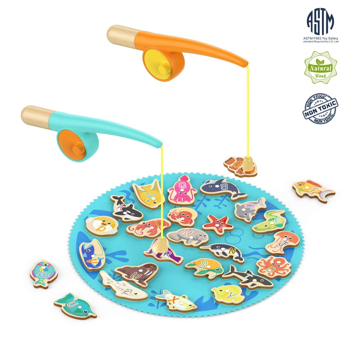  Wooden Fishing Game Toys for 3 Year Old Boys Girls