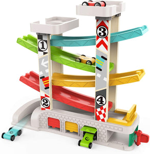 TOP BRIGHT Car Ramp Toy for 1 2 3 Year Old Boy Gifts, Toddler Race